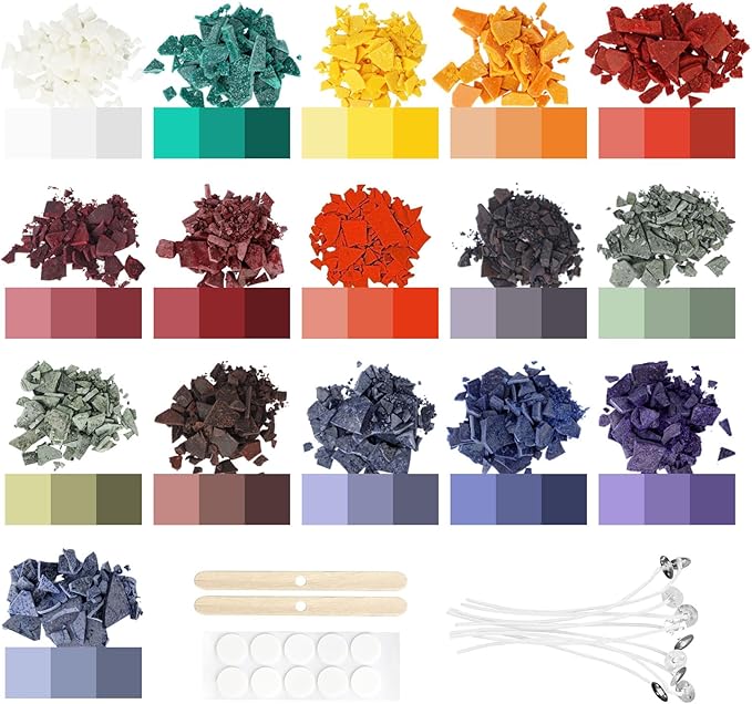 Candle Dye for Candle Making -16 Colors Candle Making Supplies for Soy Candle Making Kits DIY Candle Wax, Highly Concentrated Candle Chips Colors