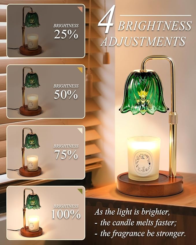 Funslive Flower Candle Warmer Lamp with Timer Dimmable, Candle Warming Lamp Height Adjustable, Birthday Gifts for Women, Candles Warmer Light for Jar Candles, Stylish Decorations