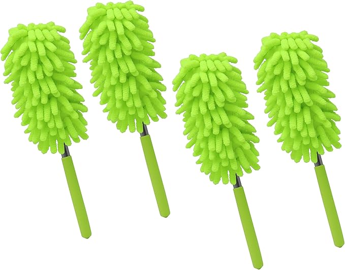 zdyCGTime Microfiber Delicate Duster, Comfortable Non Slip Handle, Detachable Washable Duster Head, Used to Clean Cars, Computers, Air Conditioners, Televisions and Other Products(4Pack/Green)