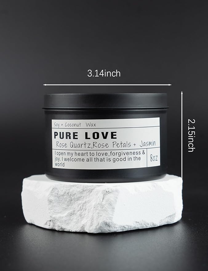 Crystal Candle, Healing Energy Protection Gift, Mindful Intentions, Best Friend, Mother's Birthday Gift.(Pure Love)