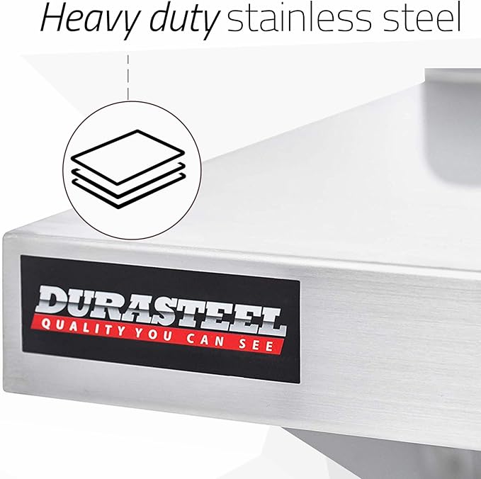 DuraSteel Stainless Steel Shelf - 48 Inch Wide x 14 Deep Commercial NSF Mounted Metal Wall Shelf Pantry Organizer Garage Storage Shelves - Rack Shelving Restaurant Kitchen Units Laundry Utility Room