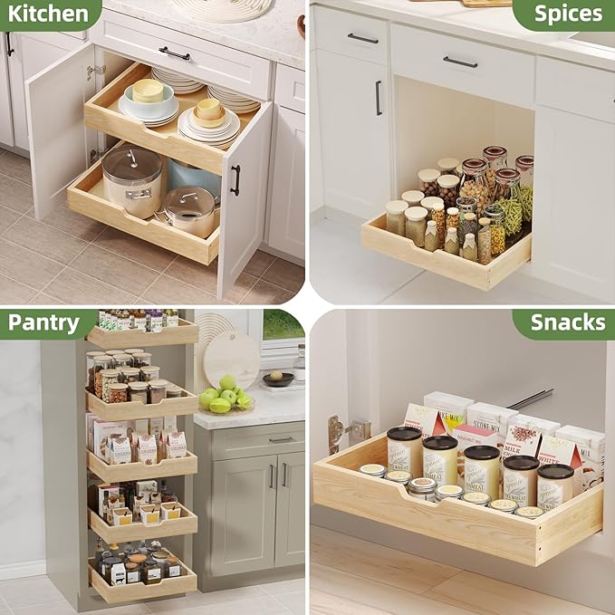 Pull Out Drawers for Cabinets, 28½” W x 21” D Soft Close Slide Out Drawers for Kitchen Cabinets, Cabinet Pull Out Shelves Requires At Least 29.5” Cabinet Opening