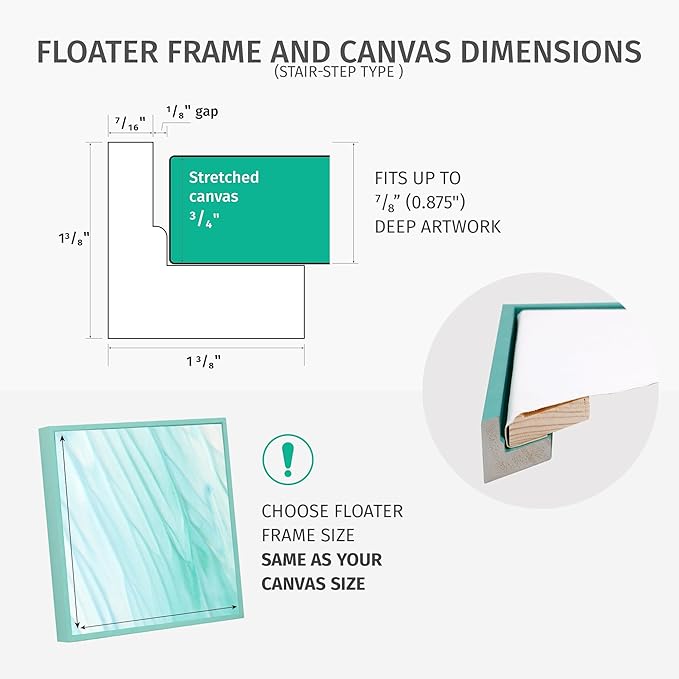 Pixy Canvas Floater Frame 11x11 for 3/4 (0.75) inch Deep Canvas Paintings/Canvas Prints/Wood Canvas Panels/Wall Art/Wall Decor/Home Decor/Artwork (Red Cherry, 11 x 11 inch, Square)