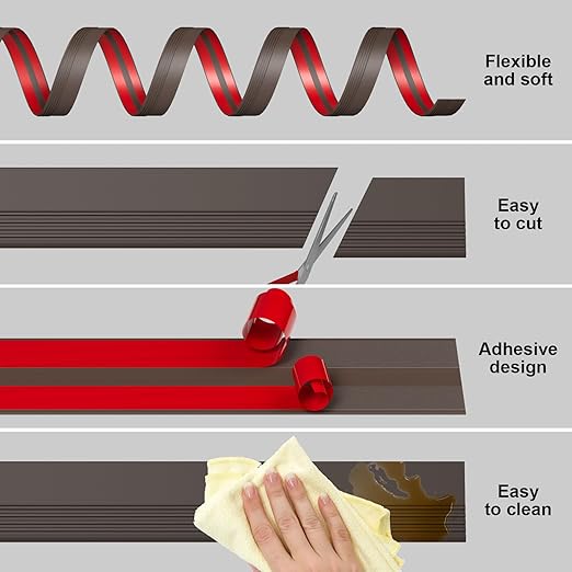 Heavy-Duty Stair Edge Trim, 20FT Vinyl Rubber Stair Nosing, Non-Slip Self Adhesive Stair Edge Protector Suitable for Indoor/Outdoor Stairs, Non-Slip and Waterproof