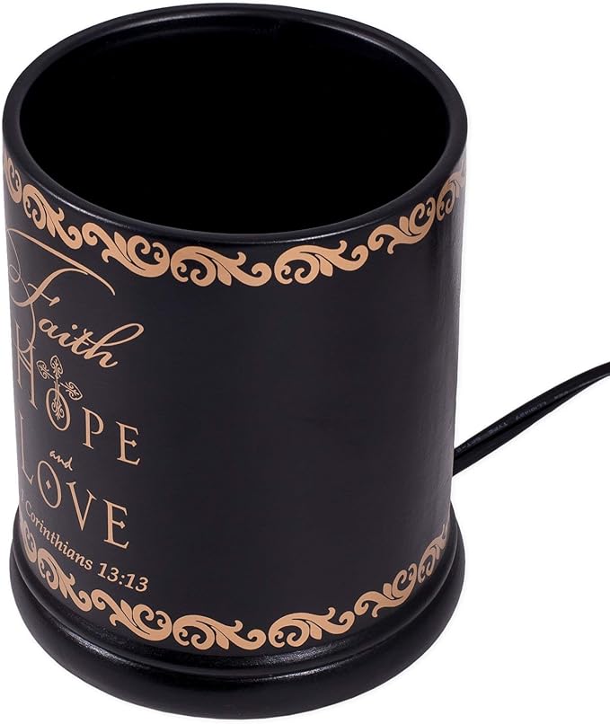 Elanze Designs Faith Hope Love Ceramic Stoneware Electric Large Jar Candle Warmer