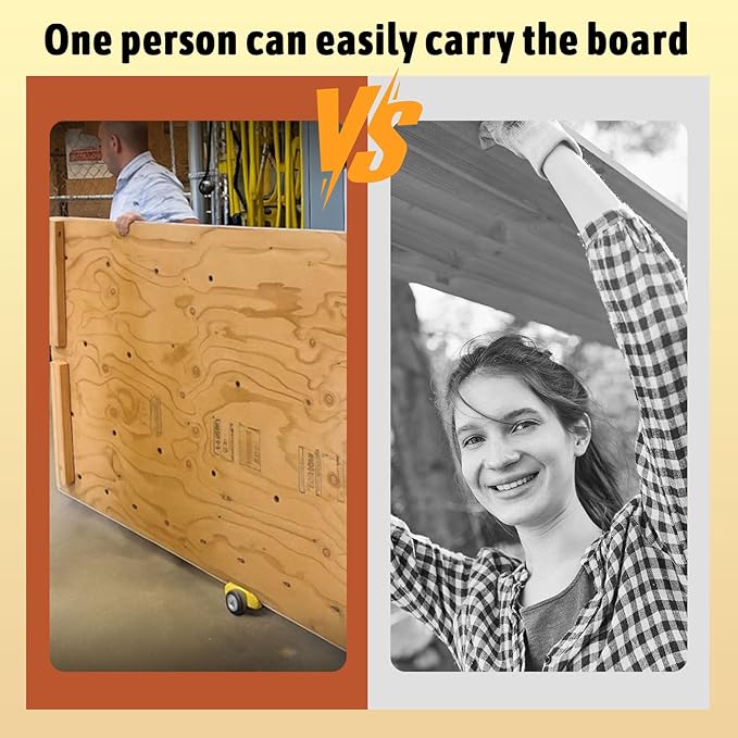1 Pcs Plywood Dolly Drywall Dolly Cart, Small Drywall Cart with Wheel, Slot Sizes of 1/2", 3/4", 1", and 1-1/4 Inches Wood Paneling and Plywood Carrier, Holds up to 250 Lbs, 6x5x3 Inches