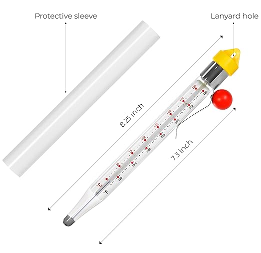 VVIVID Wax Thermometer for Candle/Soap Making, Candy and Deep Fry, with Adjustable Safety Clip