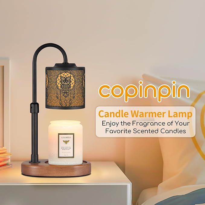 Dimmable Candle Warmer Lamp with Timer Adjustable Height for Scented Jar Candles Electric Candle Wax Melt Warmer for Home Decor Christmas Birthday Gifts for Women Mom(Owl)
