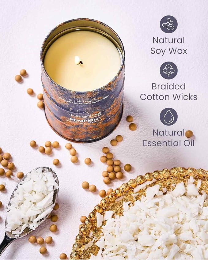 M&SENSE Spring Candle, Pumpkin Scented Candles Christmas Decor, Natural Non Toxic, Aromatherapy Candle for Stress Relief Meditation Relaxing, Housewarming Gifts for Women Men, 11.3oz