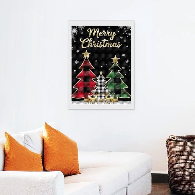 AIVKIEJK Diamond Painting Kits for Adults - Merry Christmas Tree Holiday Painting DIY 5D Full Drill Diamond Dots Paintings with Diamonds Gem Art and Crafts Home Decor 12"x16"