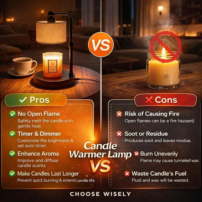 Candle Warmer Lamp with Timer, Dimmable Candle Lamp Warmer for Jar Candles, Wax Warmer with 2 Bulbs, Birthday Gifts for Women Mom, House Warming Gifts New Home Decor (Dual-Bracket)
