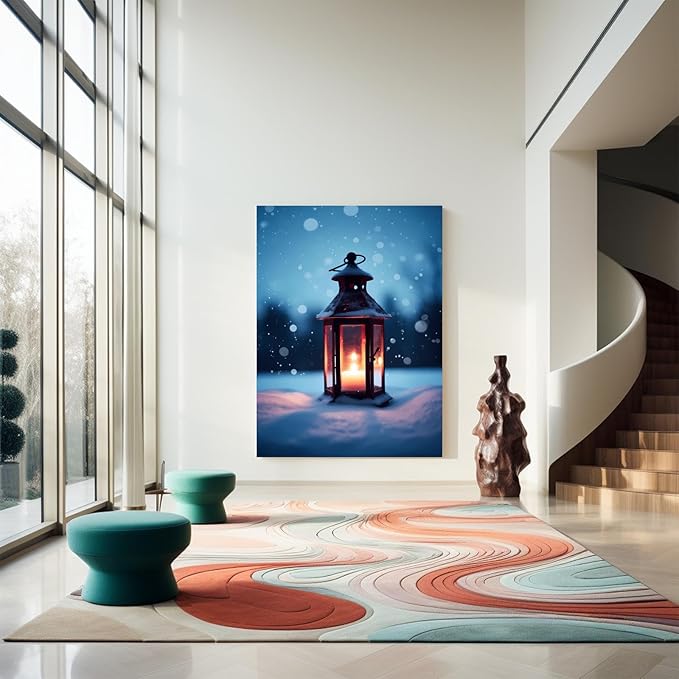 GUAIEUW Winter Candlelight Diamond Painting Kits DIY 5D Crystal Full Round Diamond Painting, Handmade Art for Living Room Home Wall Decor Birthday Gift 20x24 Inch