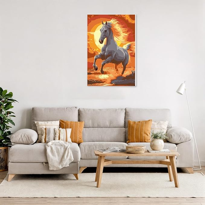 NAIMOER Horse Paint by Numbers Kits for Adults Beginner with Wooden Framed, Color by Numbers on Canvas Painting Kits for Adults, Easy Paint DIY Acrylic for Home Wall Decor 8X12 Inch