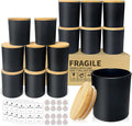 SUPMIND 15 Pack Glass Candle Jars- 7 fl.oz Matt Black Empty Candle Jars with Bamboo Lids and Sticky Labels, Bulk Candle Containers for Making Candles for Halloween