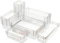 Clear Acrylic Drawer Organizer Trays, 5 Size Junk Box Organization Small Storage Container Bin for Desk Makeup Bathroom Vanity Kitchen Tool Make Up Workspace Home Dorm Apartment Office Room Nightstand