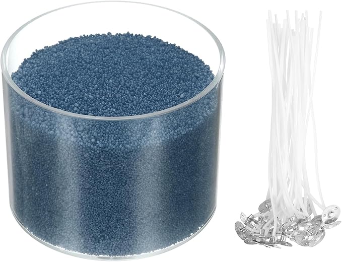 MECCANIXITY Pearled Sand Candles with 30 Pcs Wicks 14Oz / 400g Candle Beads Refillable Powder Sand Wax Making Kit for Thanksgiving Christmas Wedding Party DIY Home Crafts, Sea Blue