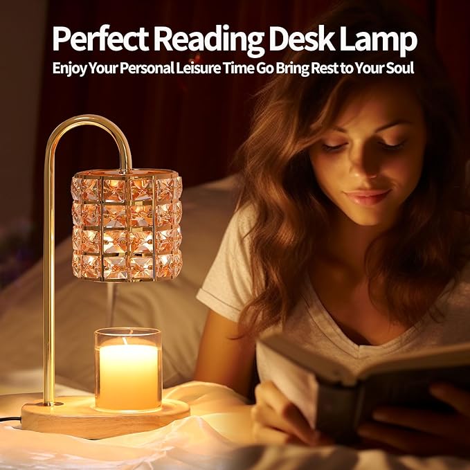 Candle Warmer Lamp, Wax Warmer Lamp with 2 Bulbs, Timer & Dimmer 7-Levels, Candle Top Melting Compatible Jar Candles, Glass Candle Heater Lamp for Scented Wax, Gifts for Mom Home Decor (Amber)