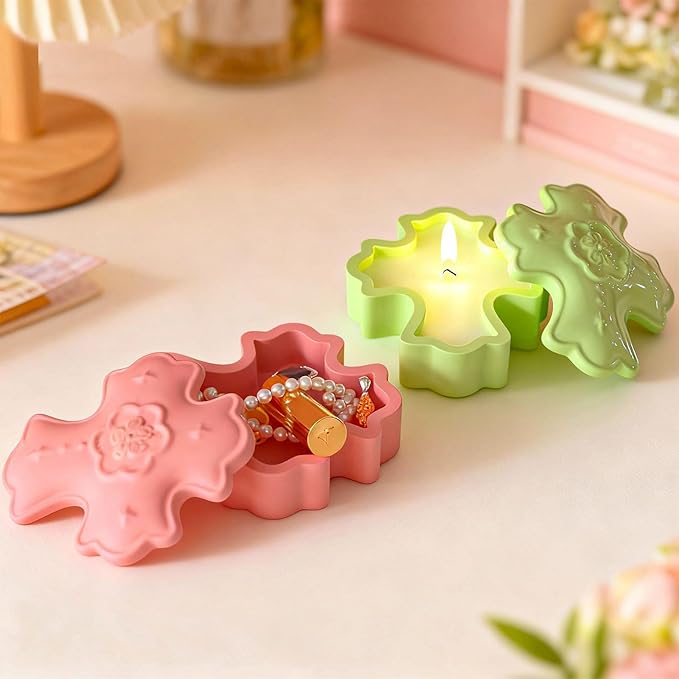 2 Packs DIY Silicone Mold Set for Easter Cross Storage Box, Wax Candle Holders, Resin Epoxy, Concrete Cement Craft Making - Jewelry Trinket Tray, Aromatherapy Plaster Ornament Home Decor