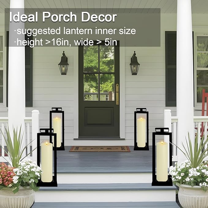 14" x 4" Large Outdoor Candles with Timer Waterproof, Remote Control Flickering Flameless Candles Battery Operated, Tall Fake LED Pillar Candle for Patio Porch Lantern, Ivory, 2 Pack