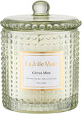 LA JOLIE MUSE Citrus Mint Candle, Candles for Home Scented, Luxury Eucalyptus Candles Gifts for Women & Men, Natural Soy Wax, 75 Hours 10 OZ
