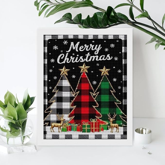 AIVKIEJK Diamond Painting Kits for Adults - Merry Christmas Tree Holiday Painting DIY 5D Full Drill Diamond Dots Paintings with Diamonds Gem Art and Crafts Home Decor 16"x20"
