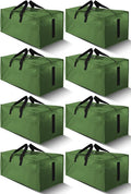 HOMESURE 8 Pack Large Strong Moving Bags with Zippers & Carrying Handles - Water-Resistant - Heavy Duty Storage Tote for Space Saving, Fold Flat, Alternative to Moving Box (Olive Green)
