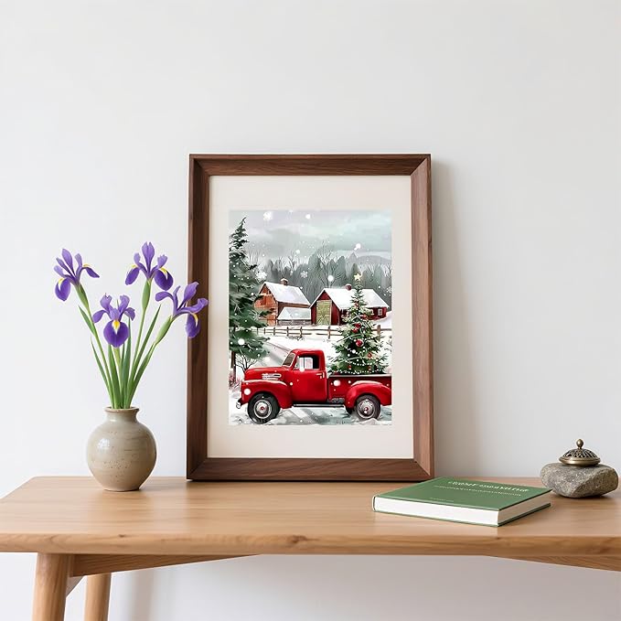 Skyboda Christmas Tree Diamond Art Kits for Adults Beginners, Red Truck Diamond Painting Kits for Adults,5D Full Drill DIY Diamond Dot Gem Art Kit Wall Home Decor Arts Craft 12x16 inch