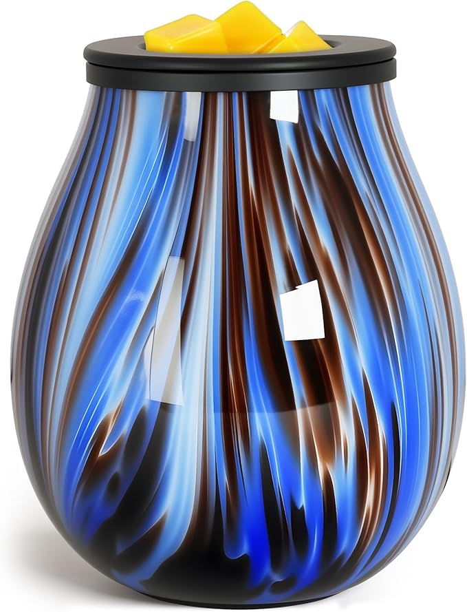Wax Melts Warmer Candle Warmer - Art Glass Wax Warmer for Scented Wax, Electric Wax Burner with Removable Silicone Dish 7 Colors Light Changing Wax Melter for Home and Office Decor & Gift for women