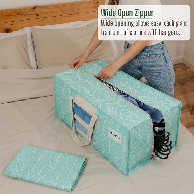 VENO 6 Pack Heavy Duty Moving Bags, Storage Bins with Lids, Transparent Window Design, Alternative to Moving Boxes, Storage Bags for Clothes, Blankets, Comforters (Evergreen, 6 Pack)