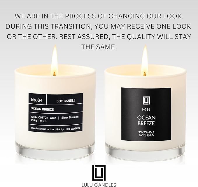 Lulu Candles | Ocean Breeze | Luxury Scented Soy Jar Candle | Hand Poured in The USA | Highly Scented & Long Lasting (9 Oz.)