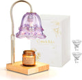 Candeldo Candle Warmer Lamp with Timer: Purple Flower Candle Warming Lamp with 2 Bulbs Height Adjustable Wax Warmer Dimmable Bedroom Decor Mothers Day Gift for Women