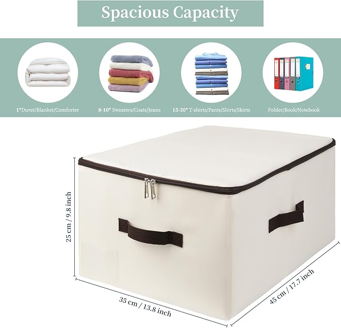 iwill CREATE PRO Pack of 3, Breathable Clothing Storage Bins with Lid, Rigid Storage Containers for Sweaters, Toys, Dolls,Blankets, Duvets, Coats, Jeans, Files in Bedroom, Office