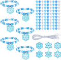 Tondiamo 24 Sets Snowflake Bracelet Crafts Winter Beads for Bracelets Snowflake Wristband Making Kit DIY Beaded Wristband Craft Charms for Winter Christmas Party Favor Gifts Jewelry Making Supplies