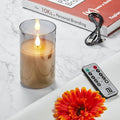 Flickering Flameless Candles, Rechargeable Battery Operated Candles with 3D Wick, Last 1000+ Hours LED Candle with Remote and Timer, Real Wax Candle, Grey Glass for Home, Christmas 3" x 6"