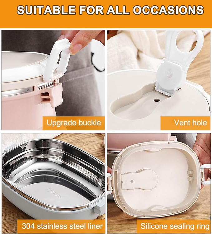 2700ml Lunch Box, 304 Stainless Steel Adult Lunch Containers Portable Leakproof Stackable Bento Box Food Storage for Office Outdoor Travel（3 Layer） (RXV123)
