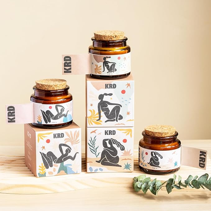KRD Scented Candles Gift Set for Women, 6 Pack Strong Fragrance, 15.6oz Total (6x2.6oz), 120H Burn, Long Lasting Aromatherapy Soy Wax for Home Spa Relaxation
