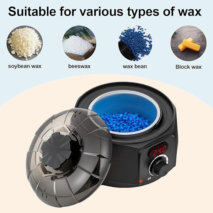 Haccah Professional Wax Warmer for Candle Making, Digital 16oz Wax Melting Pot with See Through lid, Candle Warmer for Adults, Beginners, Including Stove, Spoon, Gloves, Heat-Resistant pad