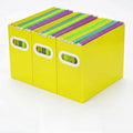 Hanging File Organizer Box, 3 Pack Yellow Cardboard File Folder Holder for Letter Size, Portable Desk Document Storage with Handles, for Office,Home,School