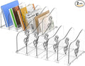 Adjustable Rose File Organizer for Desk, Vertical File Folder Holders for Magazines, Upright Desktop Binder Organizer, Clear Paper Bookshelf Divider File Sorter for School Office Supplies