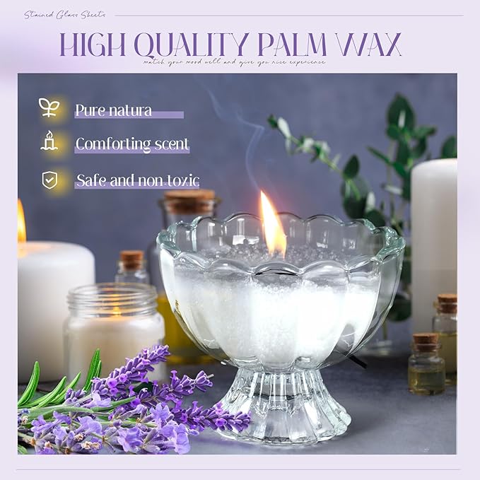 MTLEE Pearled Candle 2.2 Lb/35oz Scented Sand Candle Kit Include 50 Wicks, Bow Gift Box, Spoon Reusable Pearled Wax for Mother Mom Day Gift DIY Home Kit(Lavender)