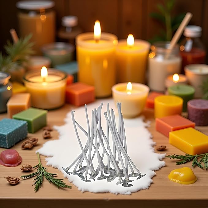 30Pcs 4 inch White Candle Wicks, Natural Cotton Low Smoke Candle Wicks Pre Waxed Candle Wicks for Soy Beeswax Candle Making