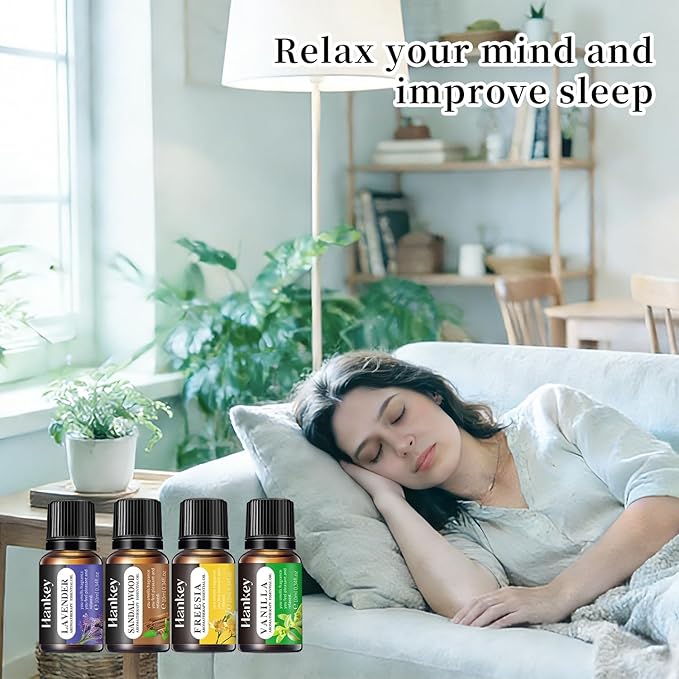 6 Pack Essential Oil Gift Set, Premium Fragrance Essential Oil for Diffuser, Home Care, Humidifiers, Air Purifier, Water soluble Essential Aromatherapy Oil for Relax Travel Sleep Mood 10ml / 0.34fl.oz