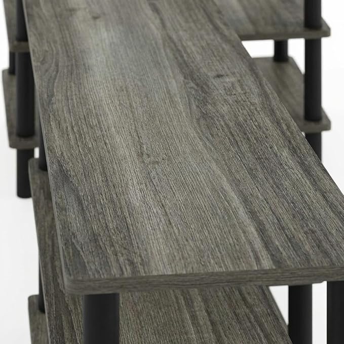 Grey Wood TV Stand for up to 80 Inch Flat Screen, Spacious Storage, Open Shelves, Durable Construction, Modern Design, Living Room