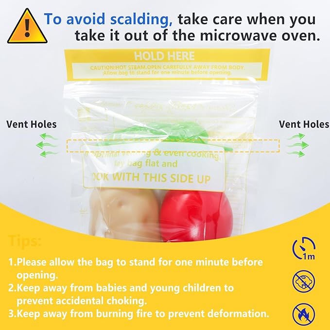 50 Pcs Microwave Steam Bags for Cooking Reusable Zipper Steam Vegetable Bag Frozen Food Heating Bags for Faster Vegetables Seafood and Meat, 7.1 X 7.9 Inches (50)