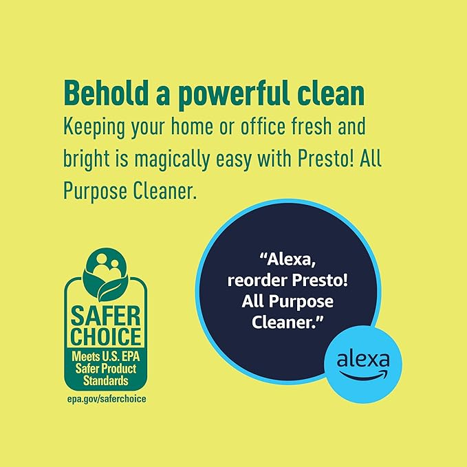 Amazon Brand - Presto! All Purpose Cleaner, Lemon Scent, Streak-Free Formula, Safe for Stainless Steel, 32 fl oz, 2-Pack