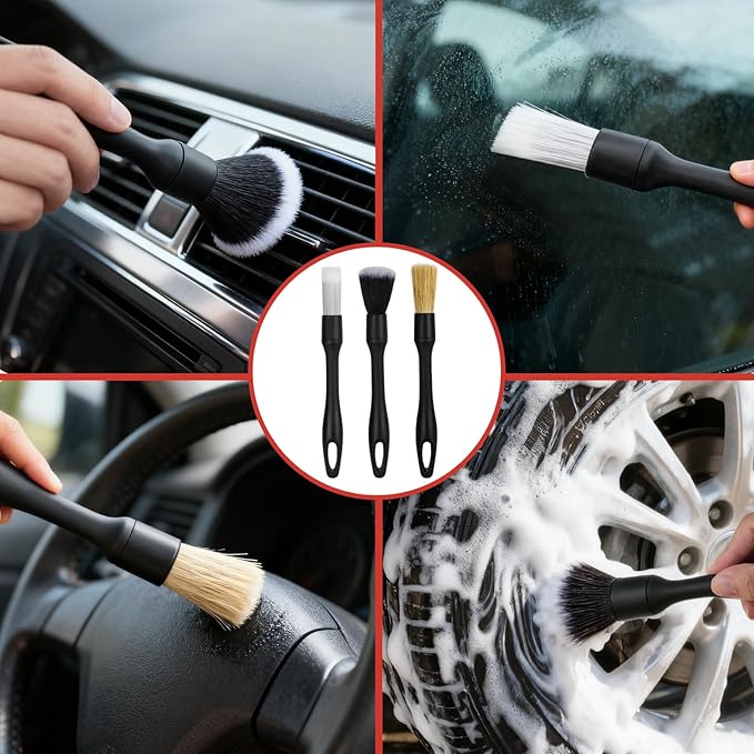 Car Duster Exterior Scratch Free,Microfiber Car Duster with Extendable Handle, with 3PCS Detailing Brush, Exterior Interior Multipurpose for SUV,Truck,RV