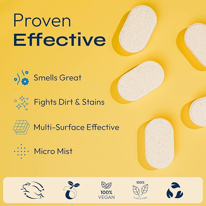 FOMIN Multi Surface Cleaner Refill Tablets (6 Pack) - Lemon Zest - All Purpose Cleaner Refill Tablets, All-In-One Tablet Cleaner For Household & Kitchen Cleaning - Makes 102 fl oz (6 x 17 Fl oz)