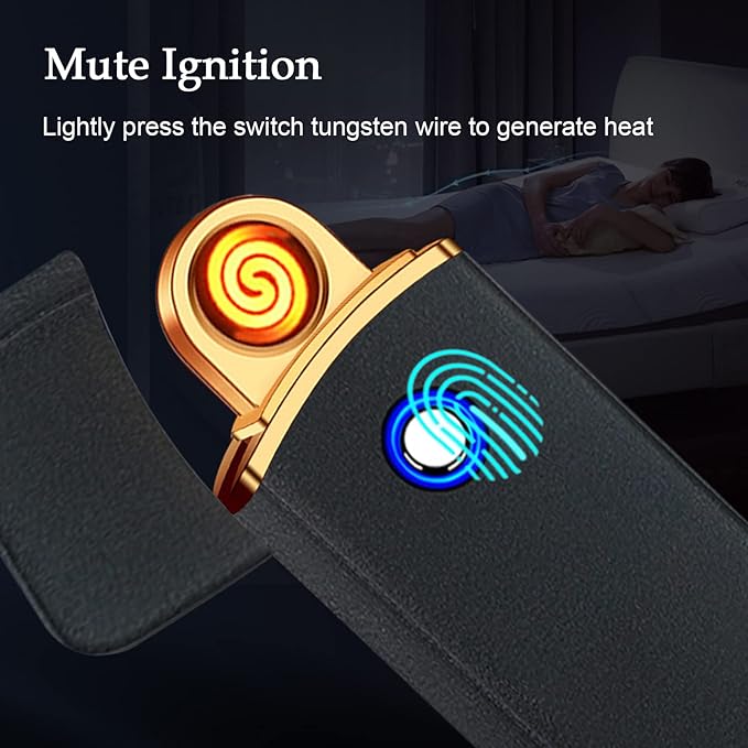 Electronic USB Rechargeable Lighter - Smart, Cool, Portable Dual Sided Ignition Windproof Flameless Plasma Lighter for Indoor Outdoor Use (Black)
