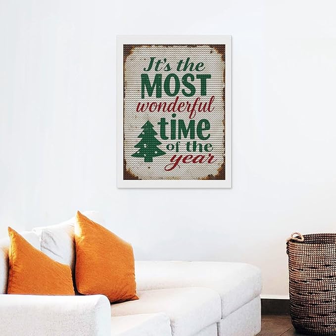 Diamond Painting Kits for Adults - Humorous Quote & Christmas Tree Most Wonderful Time of The Year Painting DIY 5D Full Drill Diamond Dots Paintings with Diamonds Gem Art And Crafts Home Decor 12"x16"