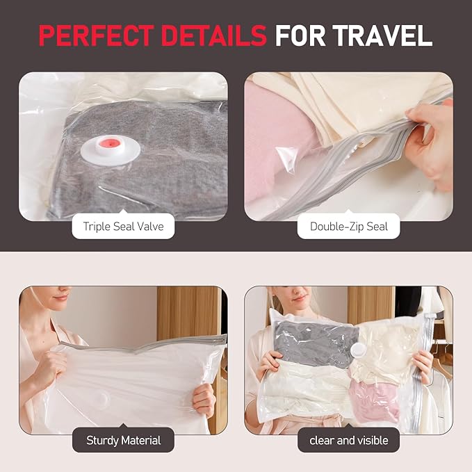 Vacbird 20 Pack Vacuum Storage Bags with Electric Pump - Space-Saving Compression Bags for Travel, Luggage & Suitcase Organization
